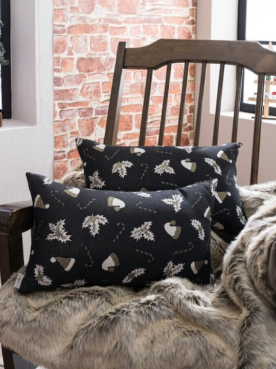 Teoran Christmas Decorative Square Pillowcase Black 45x45cm