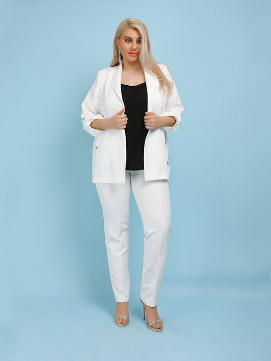 Dina Women's Waisted Blazer White