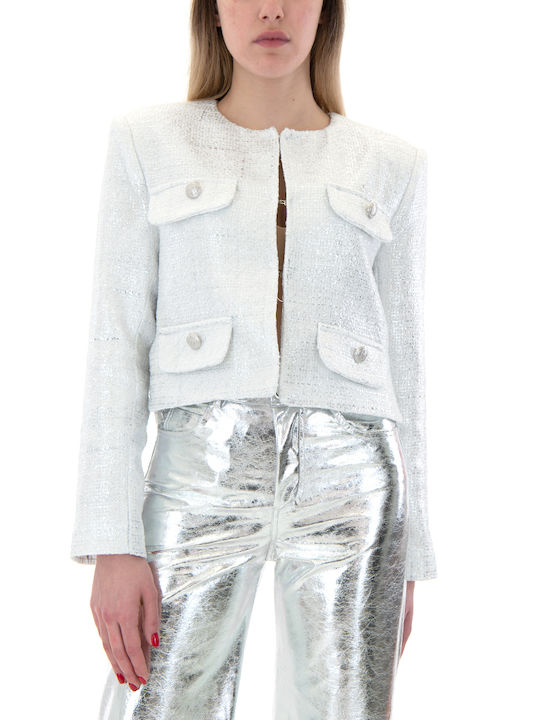 C. Manolo Short Women's Blazer Silver