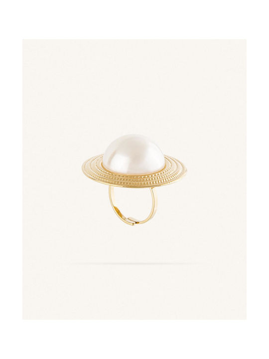 StanStefan Women's Ring with Pearls from Steel Gold Plated