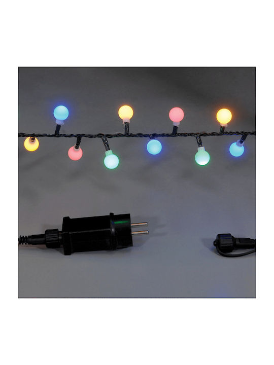 100 Christmas Lights LED Green in String with Green Cable Lianos