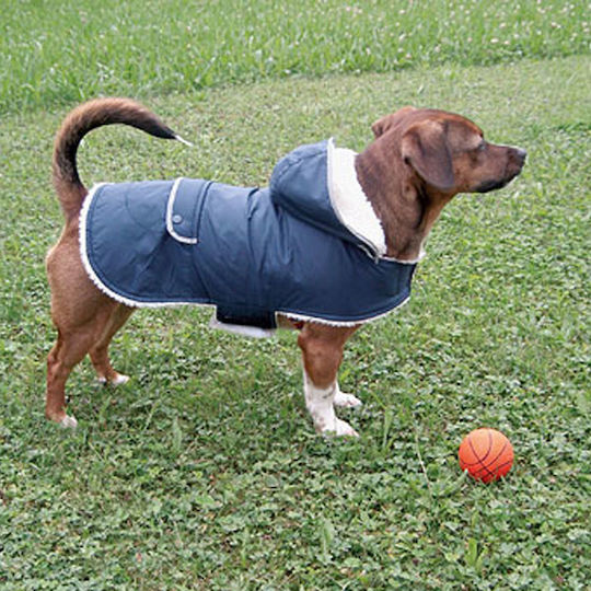 Kerbl Teddy Hundemantel Wasserdicht / Winddicht Kapuzen Blau mit Rückenlänge 43 cm. 84930