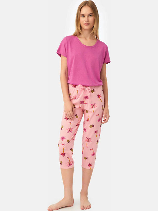 Minerva Sommer Damen Pyjama-Hose Pink