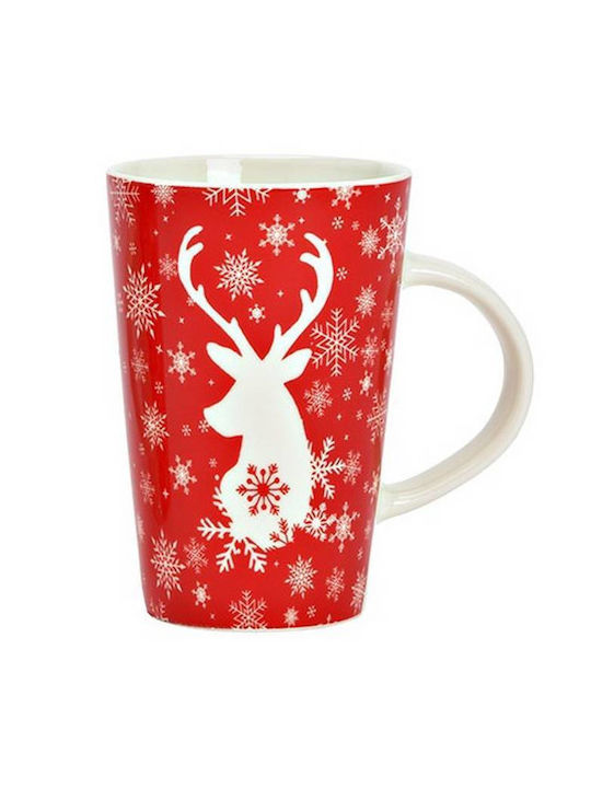 Merry Christmas Mug Porcelain Red L13xW12xD9cm 1pcs