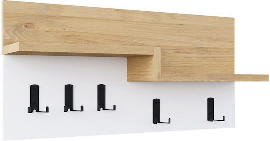Megapap Wall Hanger Harmon Wooden 5 Hooks White GP037-0208 65x31x15cm