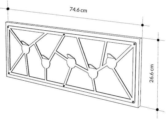 Megapap Wall Hanger Trace Wooden 5 Hooks White 74.6x26.6x1.8cm