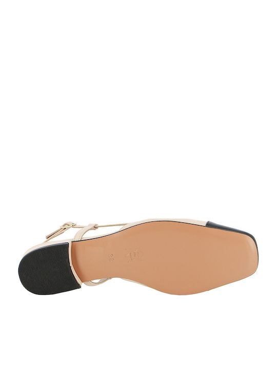 Lederne Damen Ballerinas in Beige Farbe