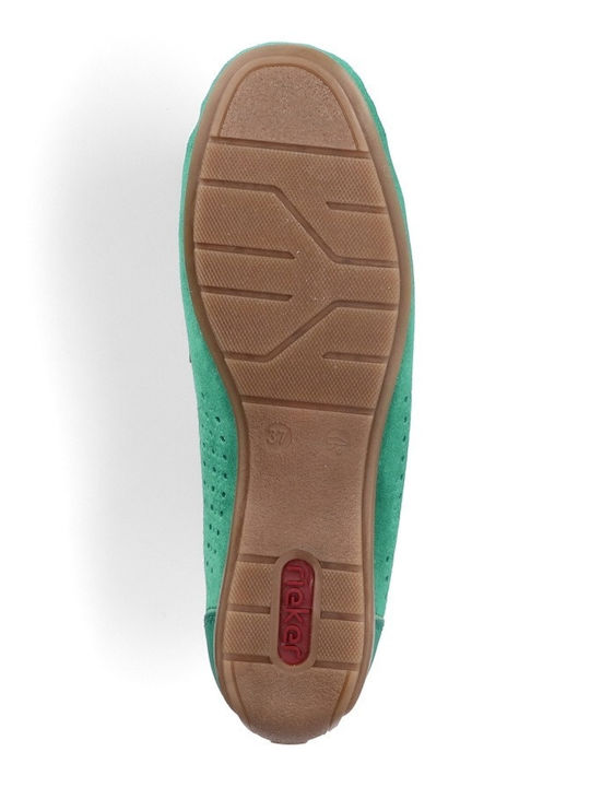 Leather Women's Moccasins in Green Color