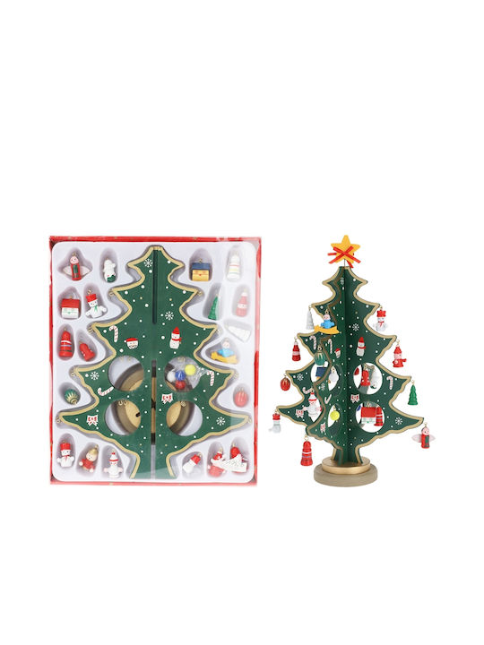 Christmas Decorative Wood Tree Green 26cm