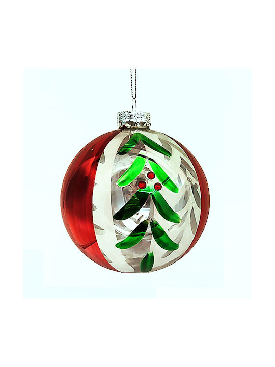 Zaros Christmas Glass Ball Ornament Red 8x8cm