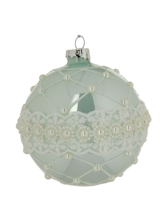 Lianos Christmas Glass Ball Ornament Green 8x8cm