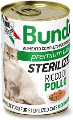 Bundy Sterilised Nasses Katzenfutter für Katze in Dose mit Huhn 400gr