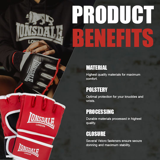 Lonsdale Mănuși de Box din Piele Sintetică pentru Competiție Roșii