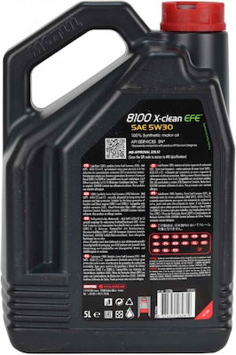 Motul 8100 X-Clean EFE Synthetic Car Lubricant 5W-30 C2 / C3 5lt for Diesel Engine