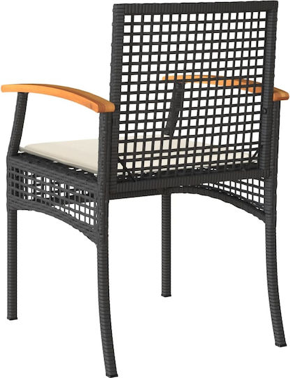 Outdoor-Stuhl Rattan Black mit Kissen 2Stück 46.5x49x85εκ.