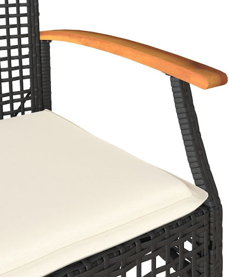 Outdoor-Stuhl Rattan Black mit Kissen 2Stück 46.5x49x85εκ.