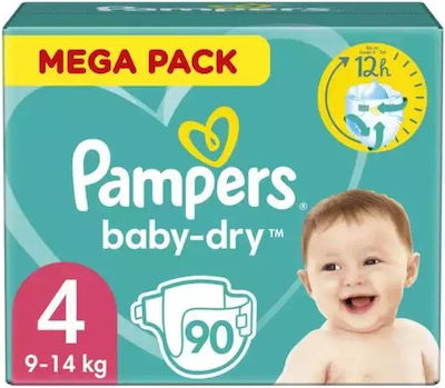 Pampers Active Baby Dry Πάνες με Αυτοκόλλητο No. 4 για 9-14kg 90τμχ