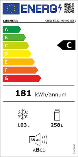 Liebherr Ψυγειοκαταψύκτης 361lt NoFrost Υ201.5xΠ59.7xΒ67.5εκ. Λευκός Plus BioFresh