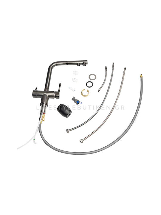 Stocco Kitchen Faucet Counter with Shower and Spiral Gun Grey
