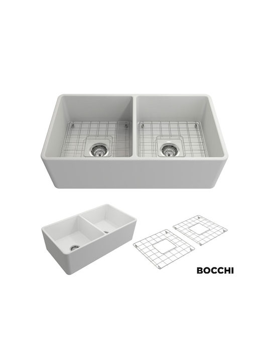 Bocchi 1139 Ένθετος Νεροχύτης Πορσελάνινος Μ84xΠ46cm Λευκός