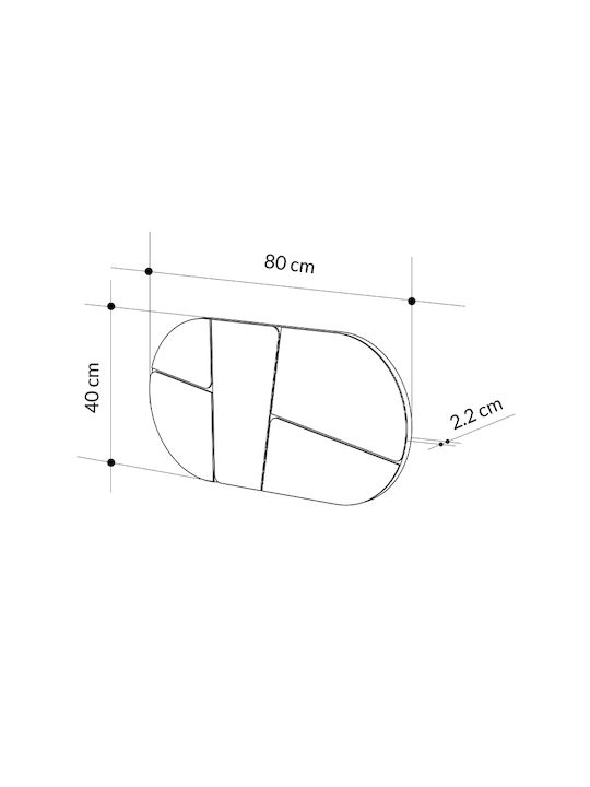 Megapap Otis Oglindă de Perete Ovală cu Negru Ramă din Plastic 80x40cm 1buc