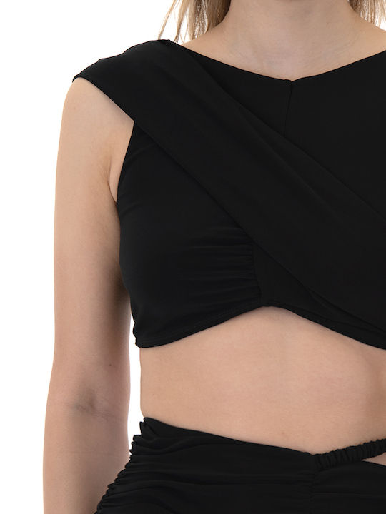 Γυναικείο Crop Top Αμάνικο Μαύρο