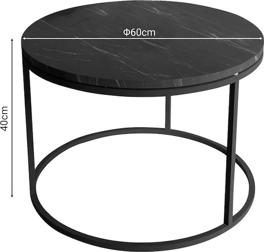 Runder Zigon Set Drion Holz Schwarz Marmor 60x60x40 cm
