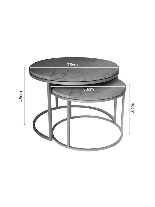 Round Zigon Set Solme Wooden Gray Marble 75Lx75Wx45H cm