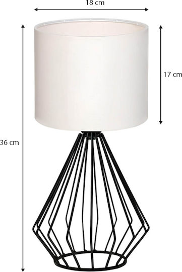Megapap Aldo Metal Table Lamp for Socket E27 with White Shade and Black Base