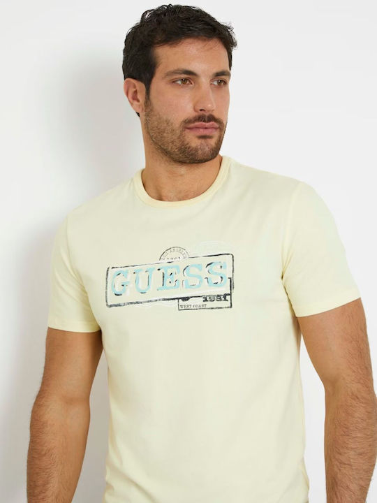 Guess Cn Guess T-shirt Bărbătesc cu Mânecă Scurtă Yellow