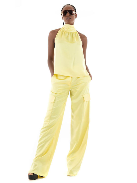 Hugo Boss Women's Fabric Cargo Trousers in Relaxed Fit YELLOW 50511830-758