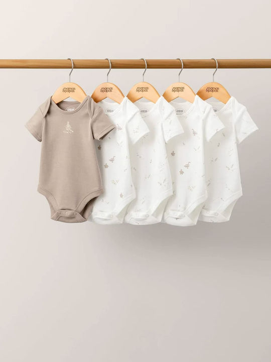 Mamas & Papas Baby Bodysuit Set Beige Brown 5pcs