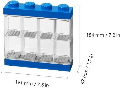 LEGO Kinder Aufbewahrungsbox aus Kunststoff Display Case 8 Mini Figures Blau 19.1x18.4x18.4cm 1Stück