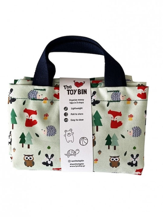The Toy Bin Kids Fabric Laundry Basket Happy Forest Green 45x45x50cm