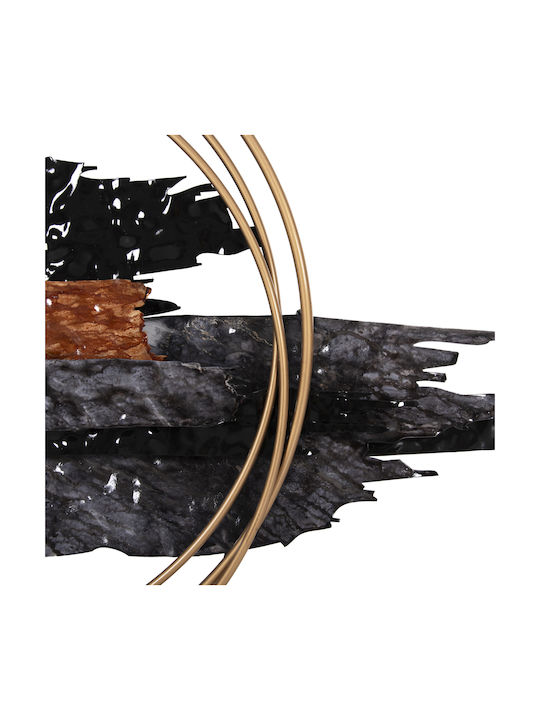 HomeMarkt Geometric Wall Decor Black Metallic Element 144x63cm