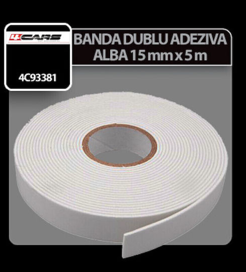 4cars Αυτοκόλλητη Ταινία Διπλής Όψης Λευκή 5mx15mm