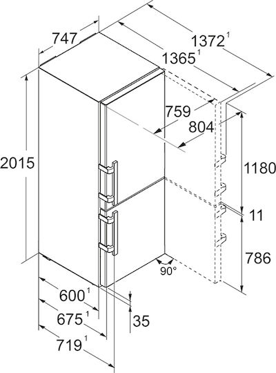 Liebherr Ψυγειοκαταψύκτης 486lt NoFrost Υ201.5xΠ74.7xΒ67.5εκ. Inox Plus