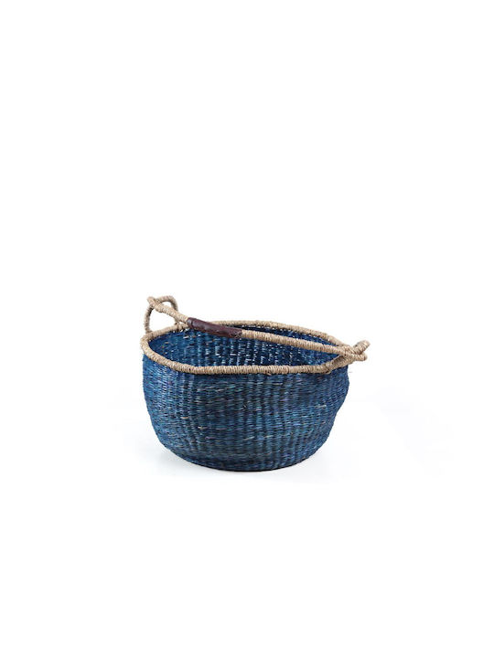 Decorative Basket Wicker with Handles Blue Soulworks