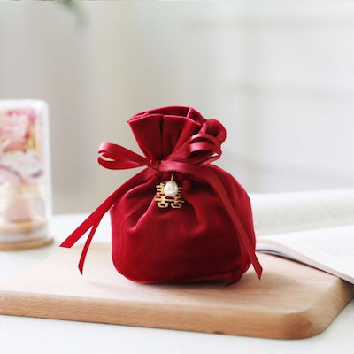 Velvet velvet velvet pouch with pads 10cm - Red