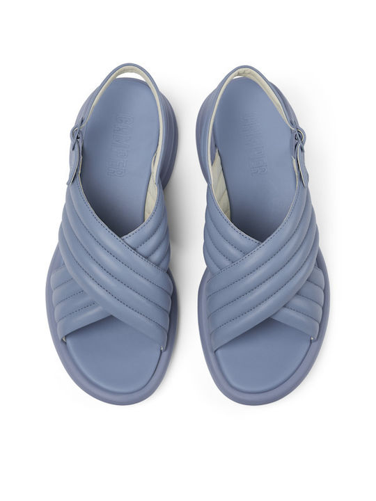 Camper Spiro Leder Damen Flache Sandalen in Blau Farbe
