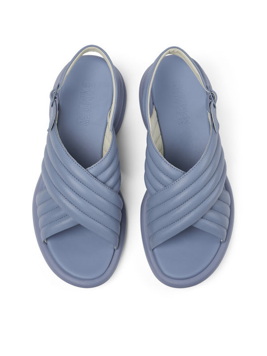 Camper Spiro Leather Women's Flat Sandals in Blue Color