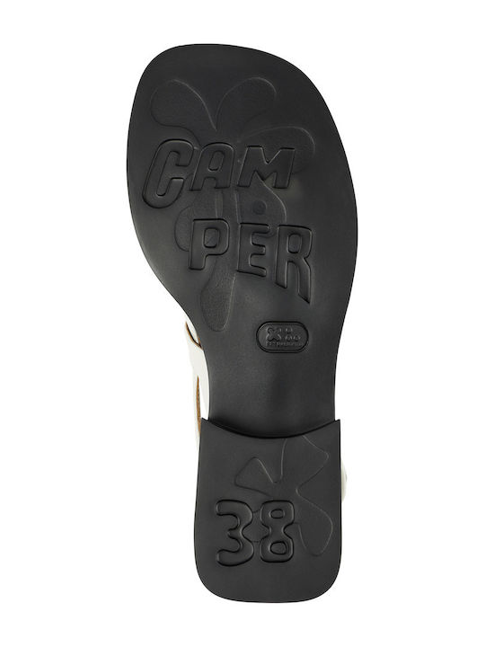 Dana Leather Women's Flat Sandals in White Color