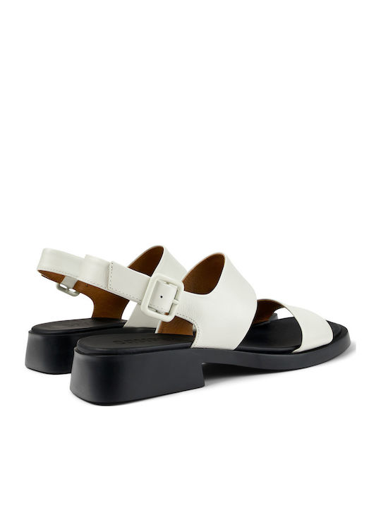 Dana Leather Women's Flat Sandals in White Color
