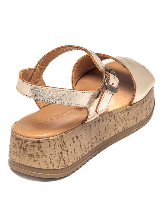 Air Anesis Women's Flat Sandals Flatforms in Gold Color