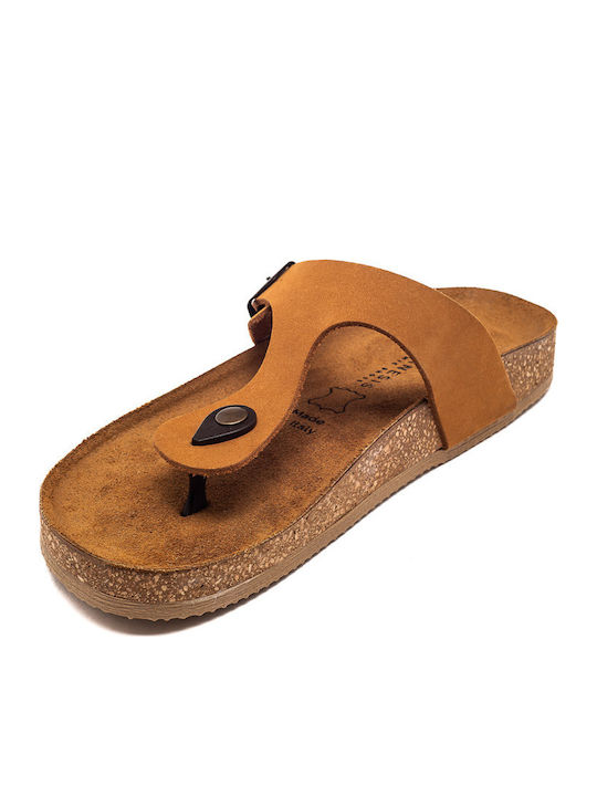Leather Women's Flat Sandals Brown