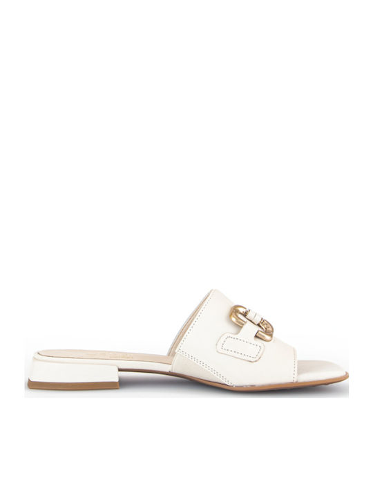 Leder Flache Sandalen für Damen Anatomisch in Weiß Farbe