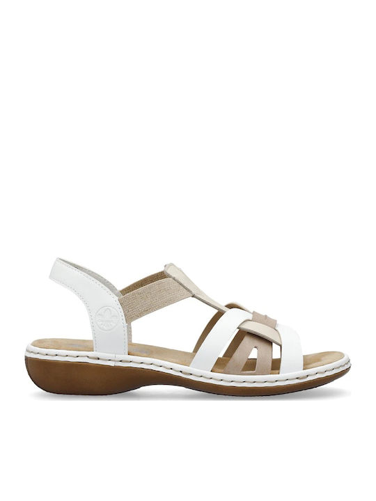 Leder Flache Sandalen für Damen in Weiß Farbe