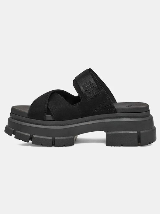 Ugg Australia Ashton Damen Flache Sandalen Flatforms in Schwarz Farbe