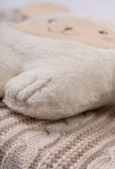 Evita Blanket Nursery Swaddling Blankets Knitted Beige with Animal 90x90cm