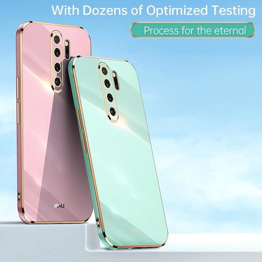 Xiaomi Redmi Note 8 Pro Xinli Gerade 6D Plattierung Goldrand TPU Stoßfeste Hülle Schwarz